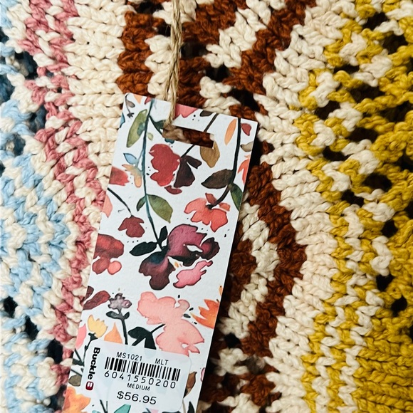 Buckle Gimmick Multicolor open Knit Sweater size Medium - Picture 2 of 4